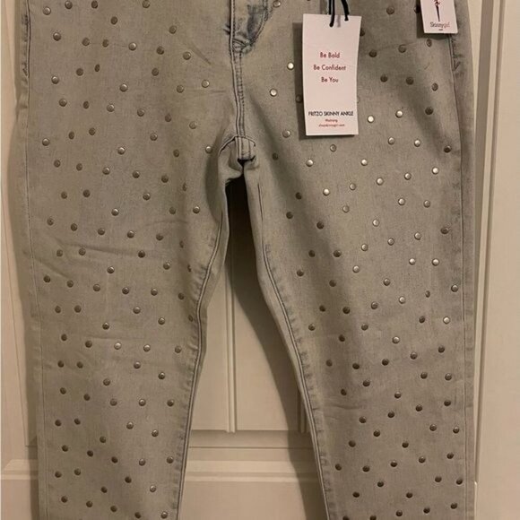 Skinnygirl Fritz Skinny Ankle Jeans W30 Light Wash Studded - Picture 4 of 11